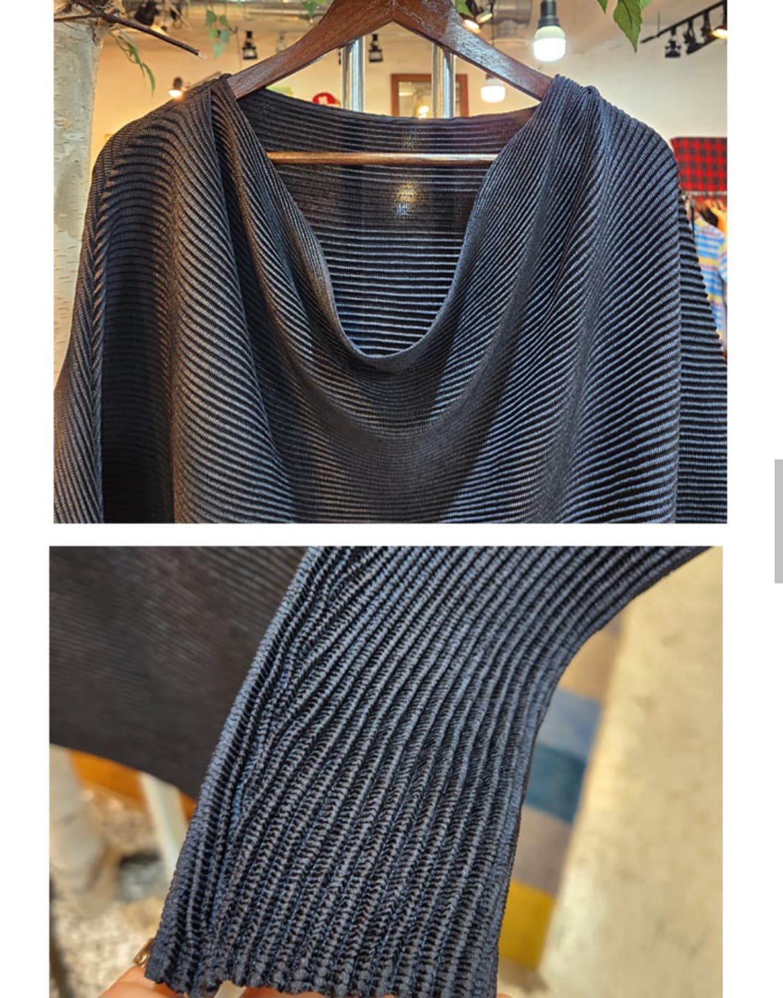 SPECCHIO pleats 스피치오 플리츠 블랙 가오리핏 탑 상품이미지5