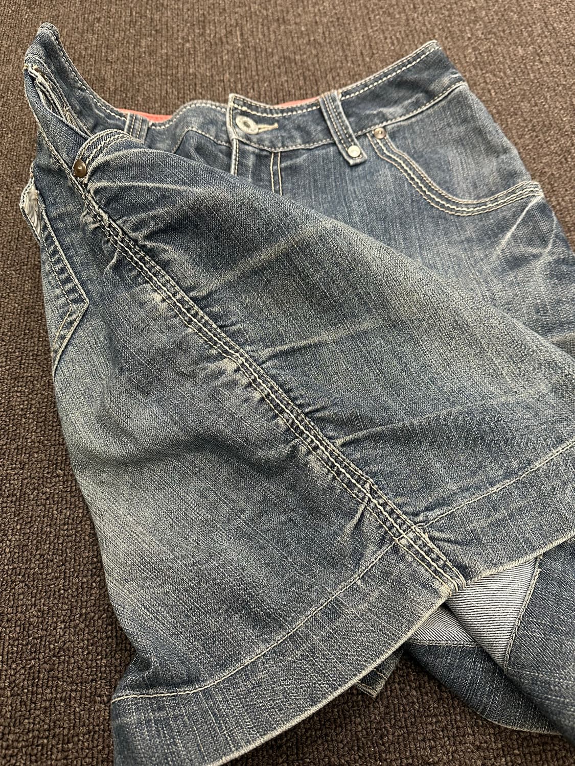 S)Japanese vintage 데님 셔링 미니 스커트 상품이미지3