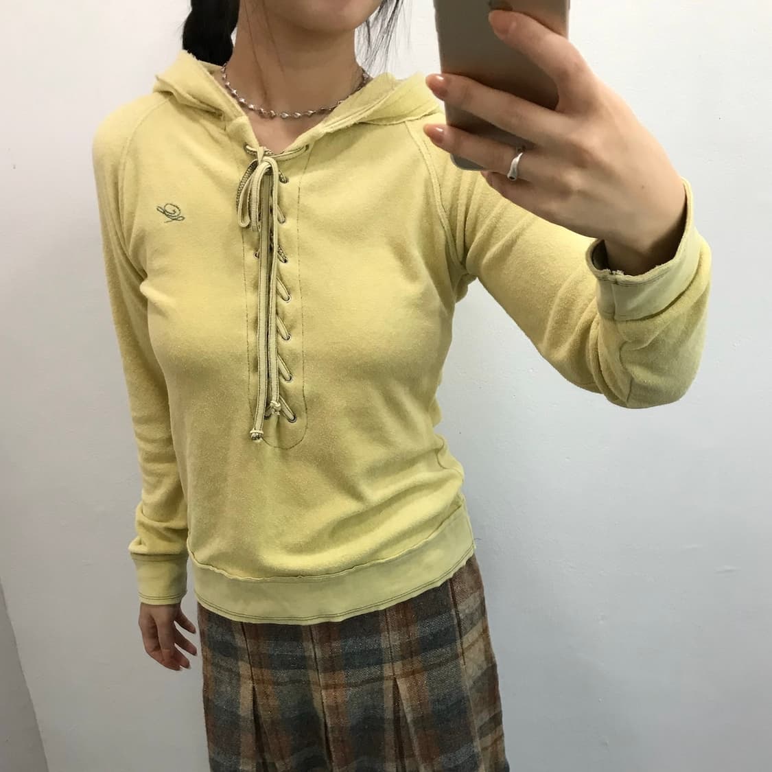 테리 아일렛 후드 긴팔티 상품이미지1