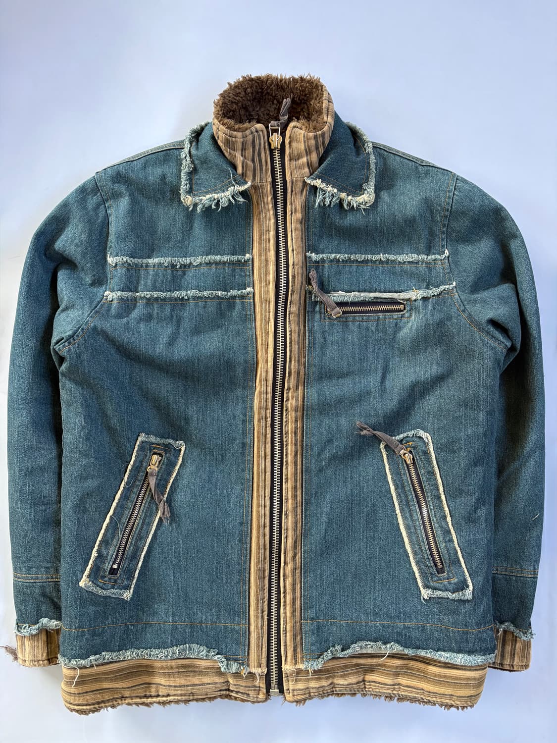 일본빈티지 레이어드 양털 청자켓 상품이미지2