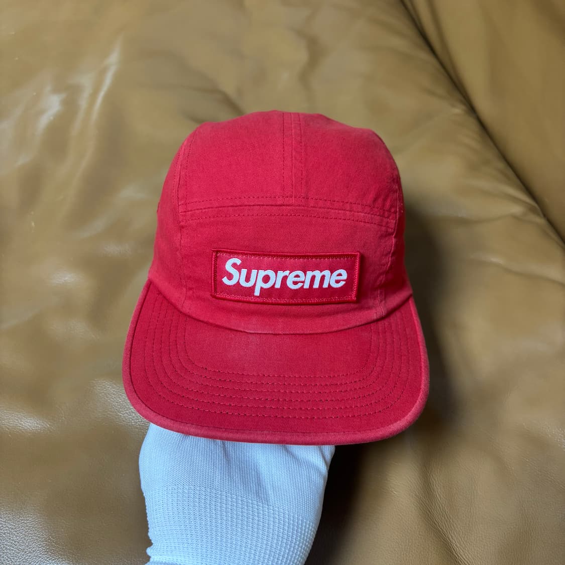 슈프림 캠프캡 모자 박스로고 워시드 레드 상품이미지2