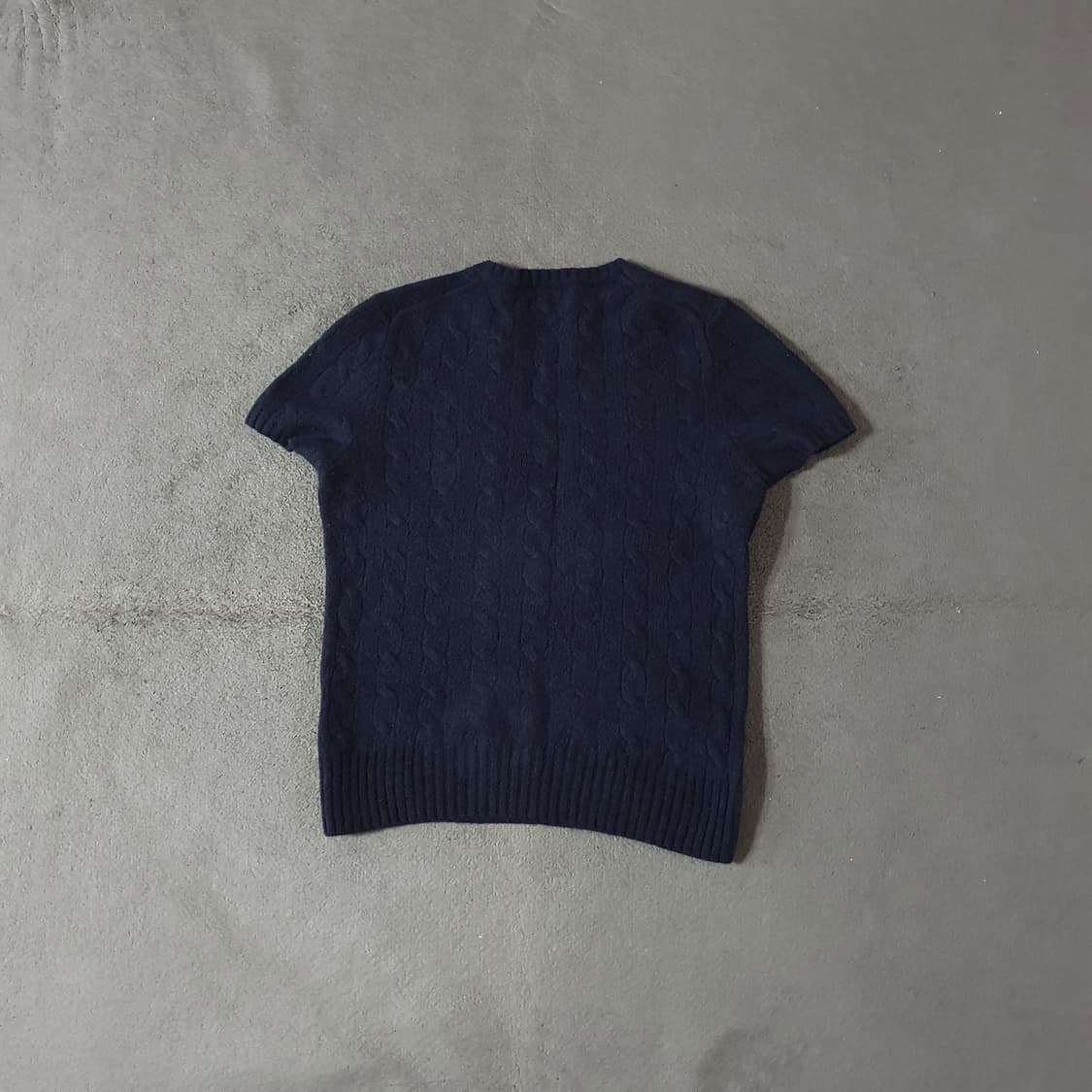 폴로 여성 울 캐시미어 케이블 반팔 니트 S 네이비 상품이미지2