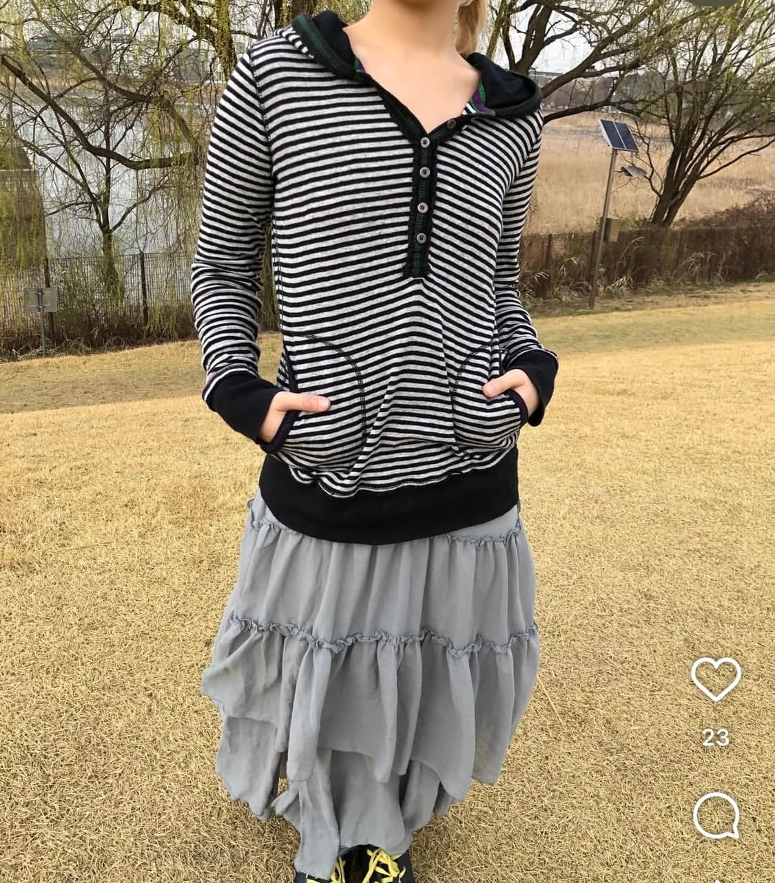 차일드매거진 빈티지 스트라이프 버튼 후디 너드 y2k 와투케 상품이미지2