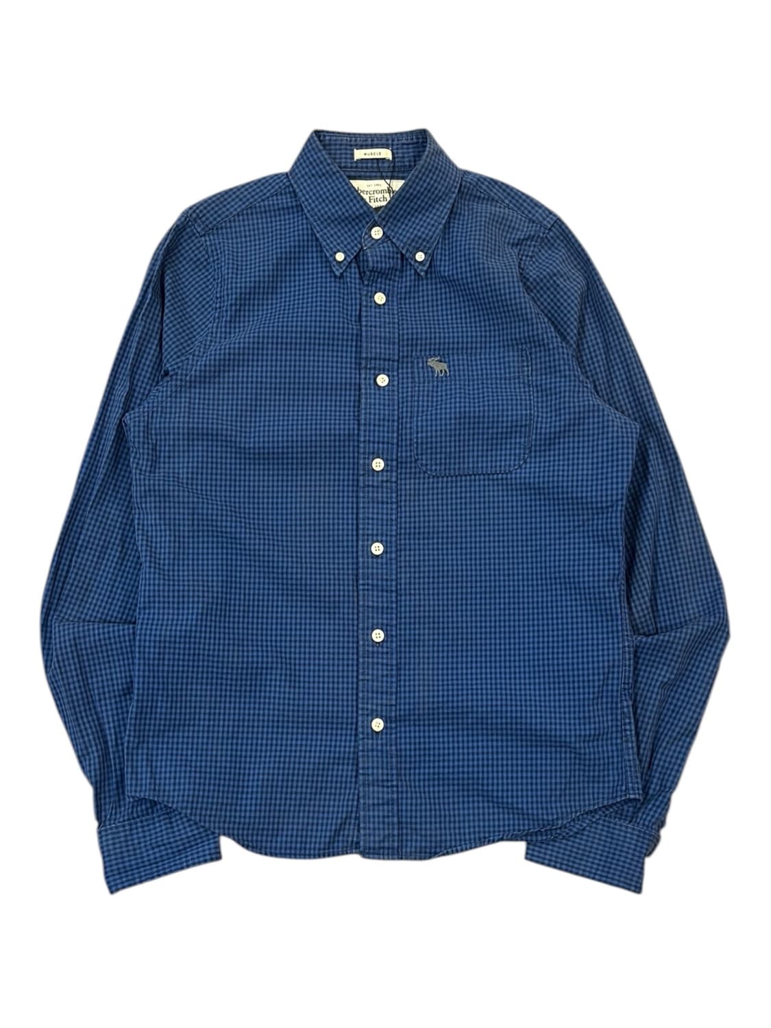 아베크롬비 깅엄 체크 셔츠 블루 M #csz1846 상품이미지3