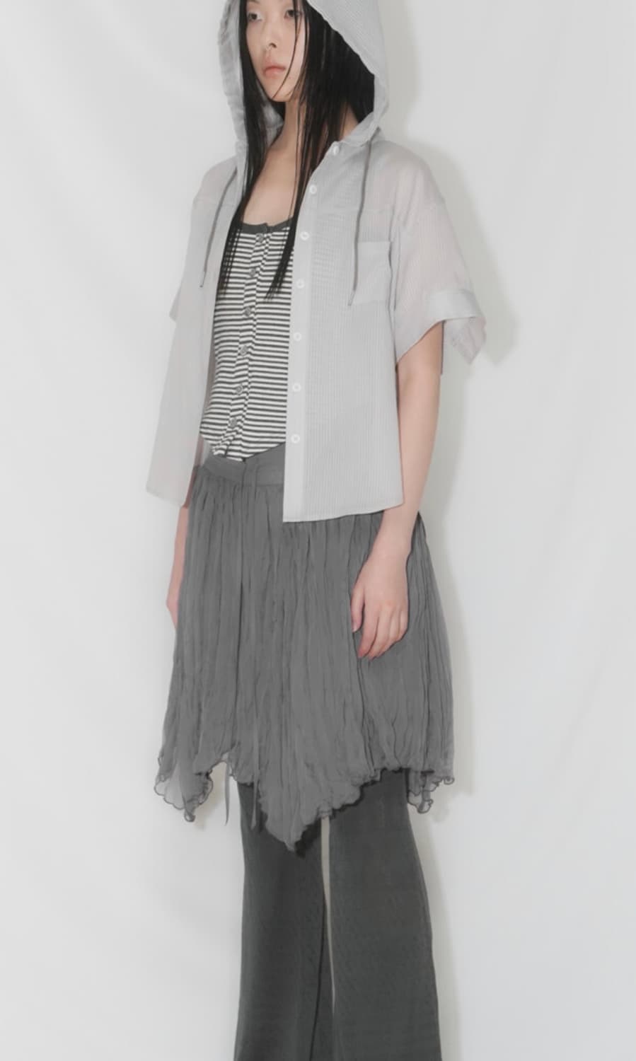 Eyelet boot-cut pants_charcoal  상품이미지10