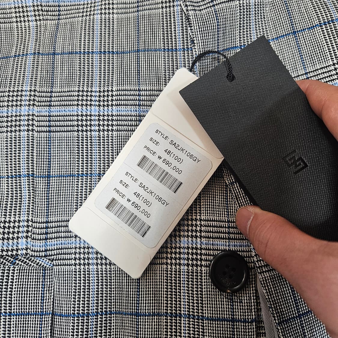  (새상품)송지오옴므 레이온 린넨 혼방 체크 3버튼 블레이져 자켓 상품이미지5