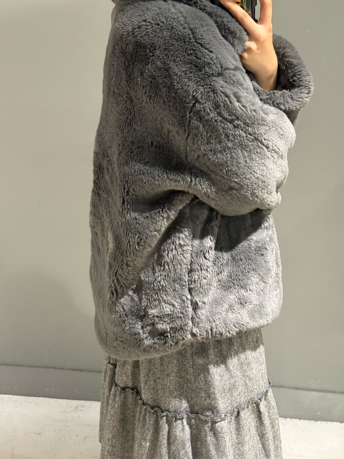 grayish blue pocket eco fur jk 상품이미지5