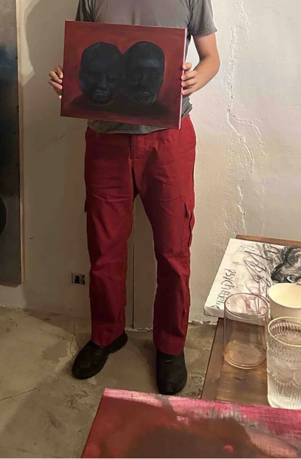 m) JAPANESE COTTON MECHANIC TROUSERS RED 상품이미지1