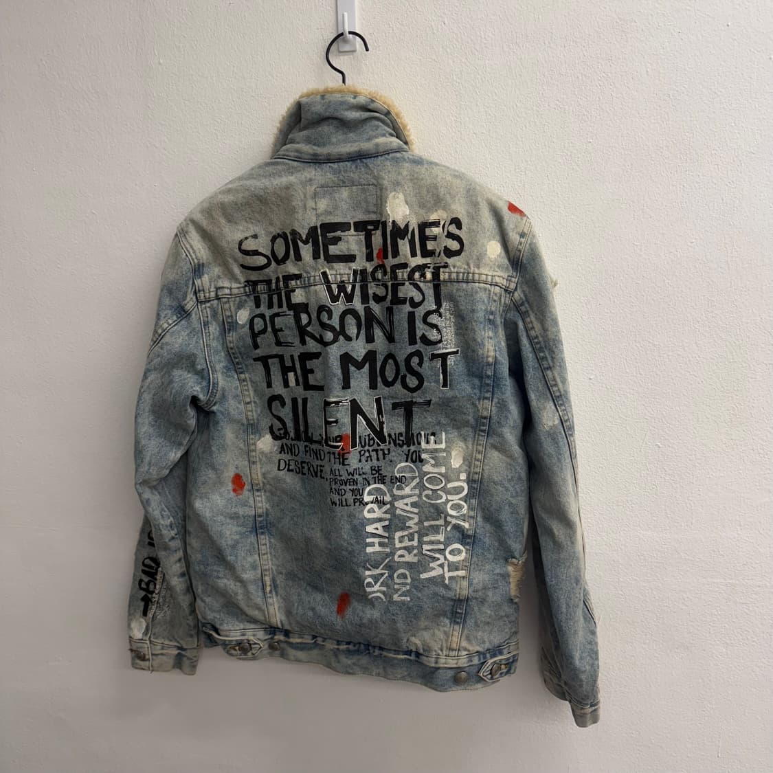 자라 데님 데미지 워싱 쉐르파 자켓 (M) 상품이미지3