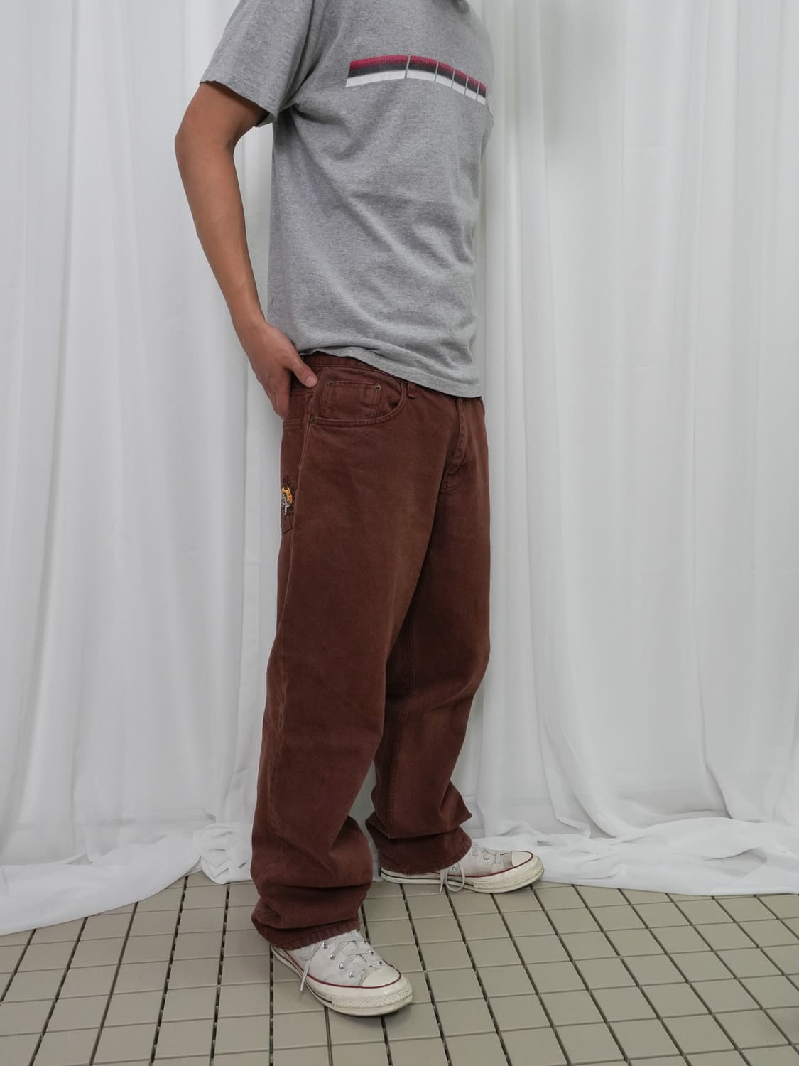 위캔더스 PIERROT DENIM 버건디 M 상품이미지7