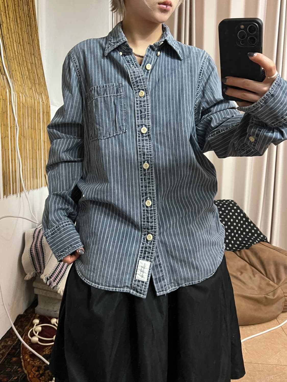 아베크롬비 머슬핏 스트라이프 데님셔츠  상품이미지2