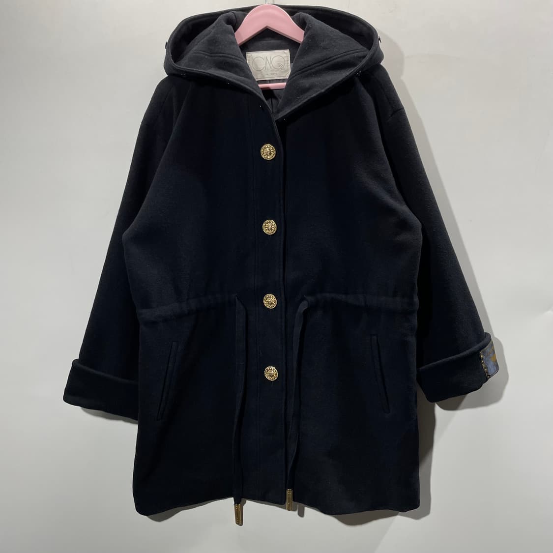 CINQ 일본 후드 코트 블랙 금장버튼 상품이미지1