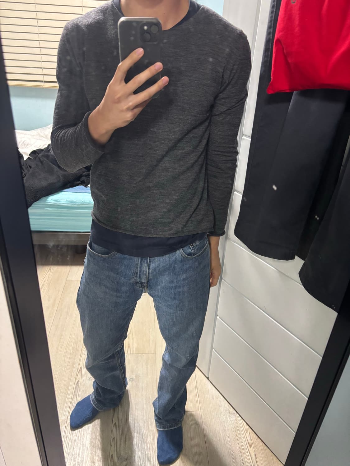 Textured Wool Long Sleeve 차콜 2 상품이미지4