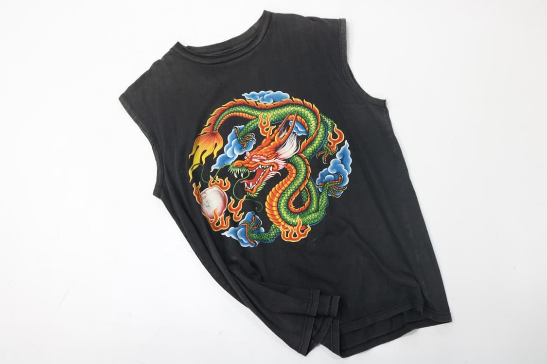 임포트 기어 빈티지 드래곤 오리엔탈 그래픽 슬리브리스 상품이미지2
