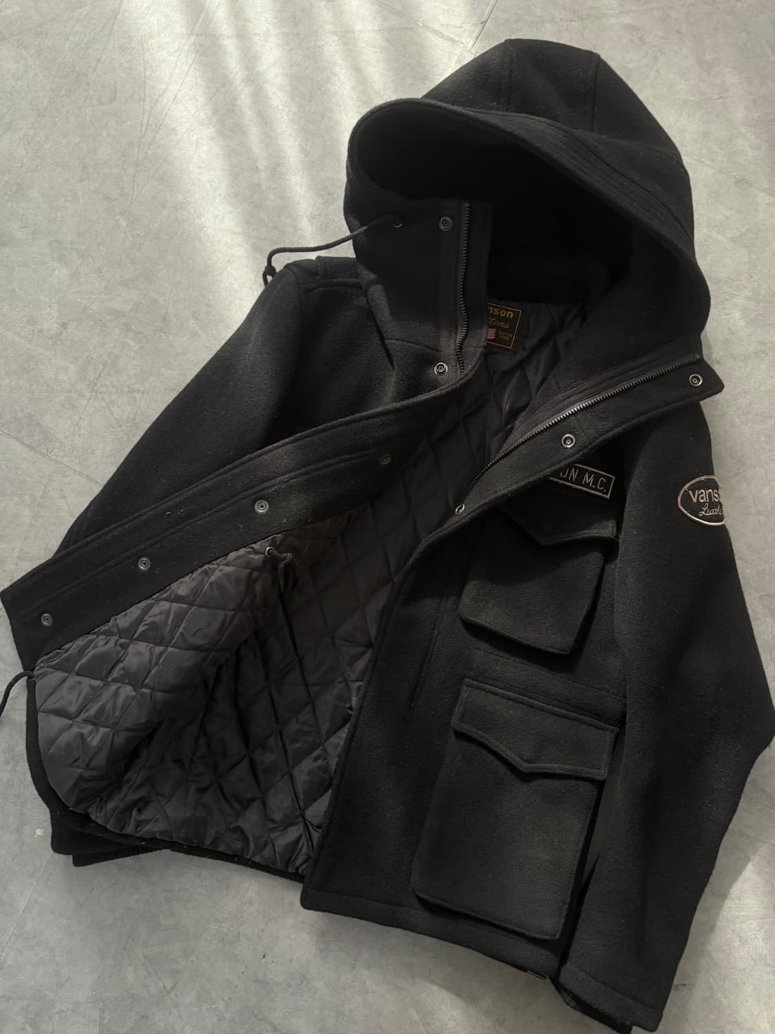 vanson 밴슨 블랙 울 후드 자켓 상품이미지5