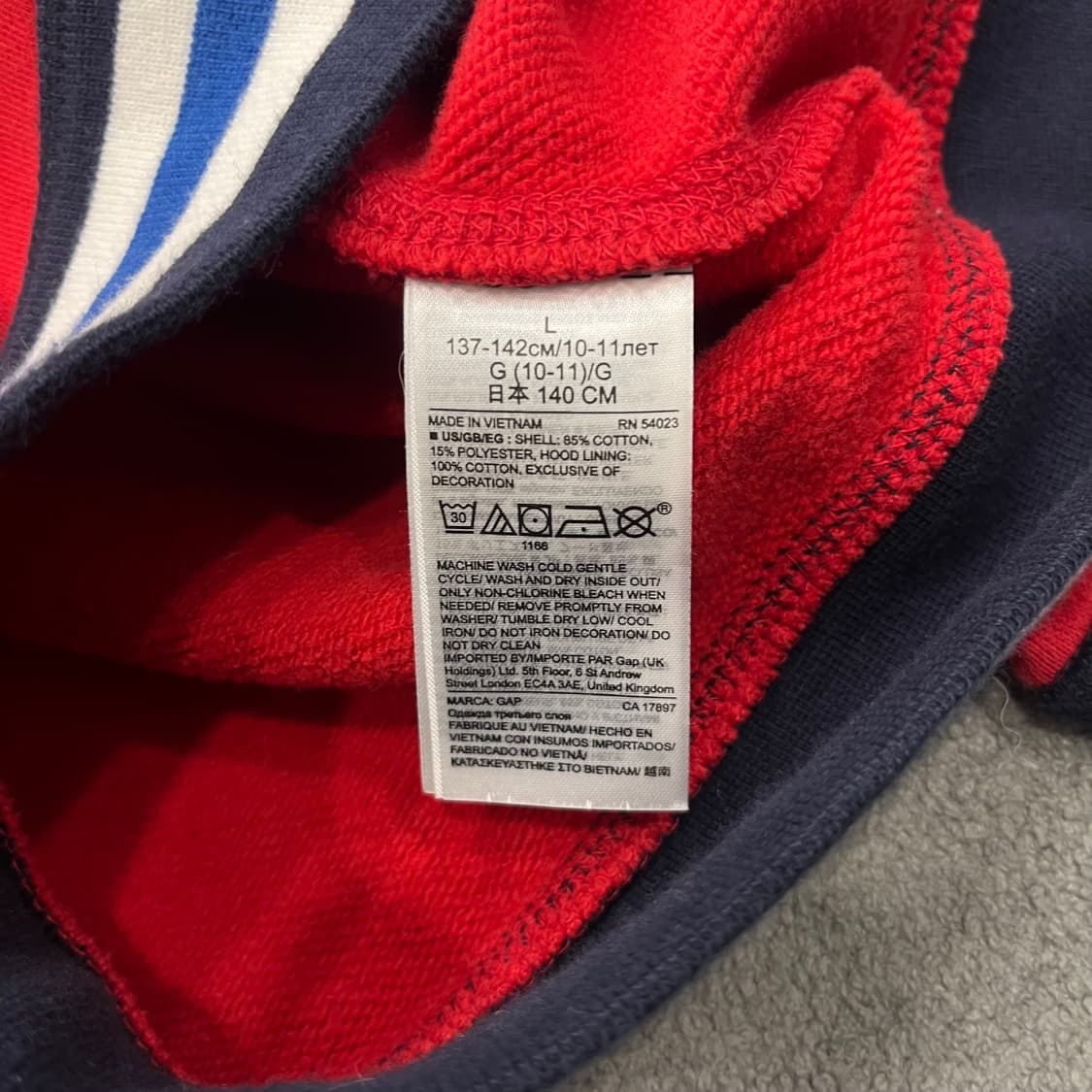 L 갭 키즈 레드 후드집업 상품이미지5