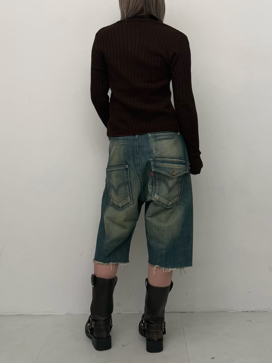 브라운 골지 니트 집업 상품이미지4