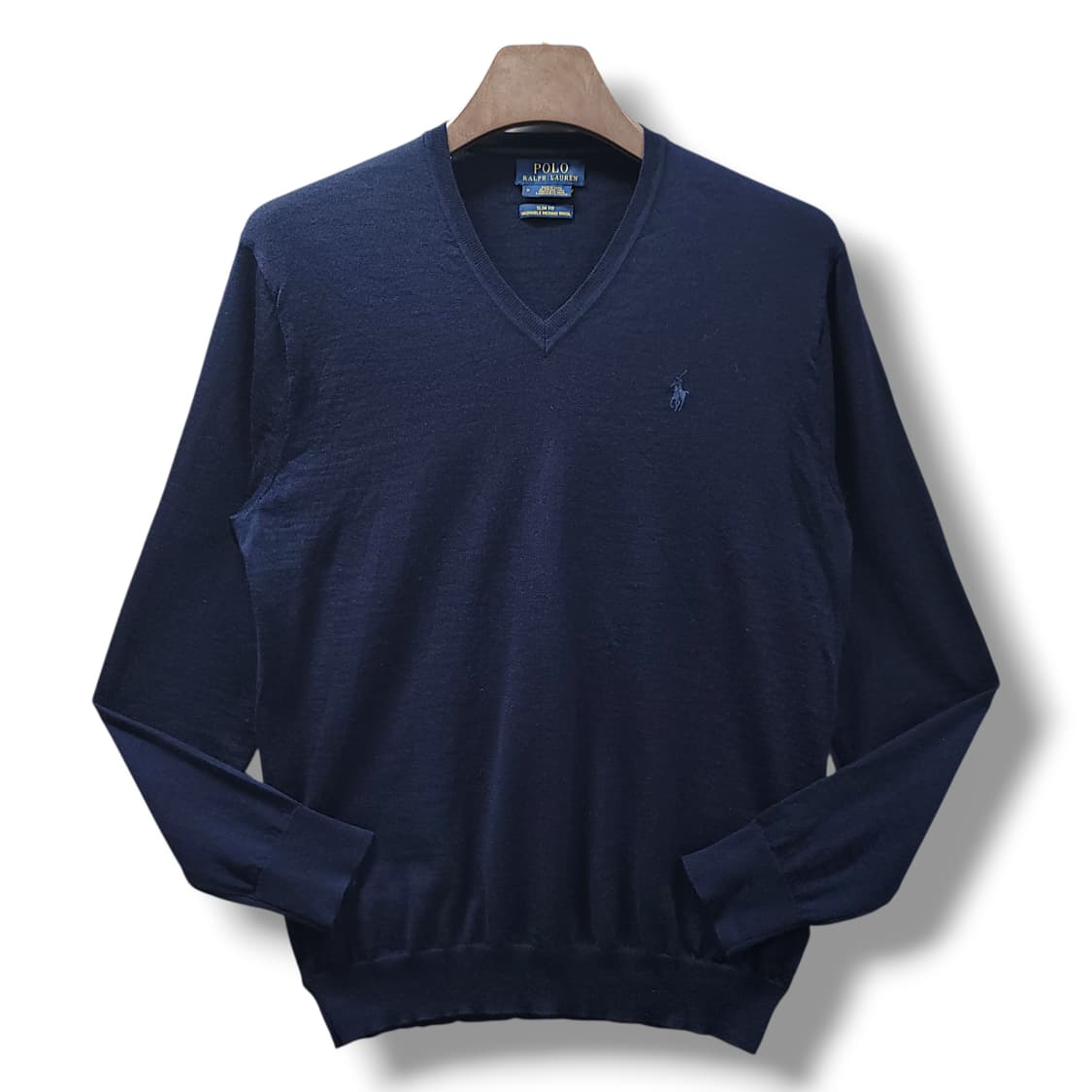[M] 폴로 네이비 워셔블 메리노 울 브이넥 니트 상품이미지1