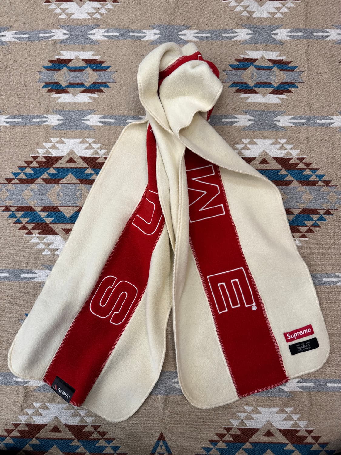 [OS] 슈프림 로고 폴라텍 머플러 화이트 상품이미지5