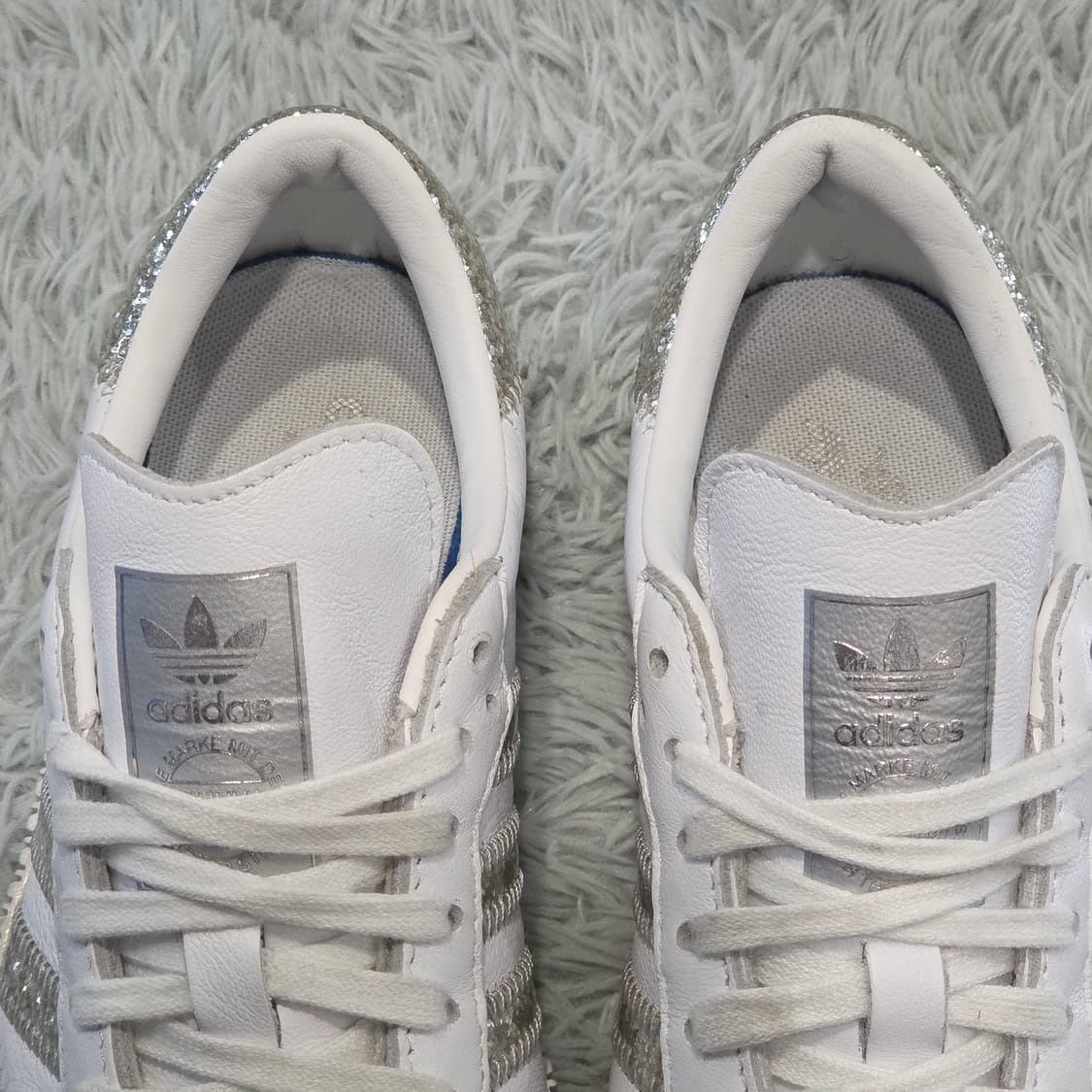 3q-9:아디다스 삼바 로즈 글리터 화이트 실버 (225mm)-ss급 상품이미지9
