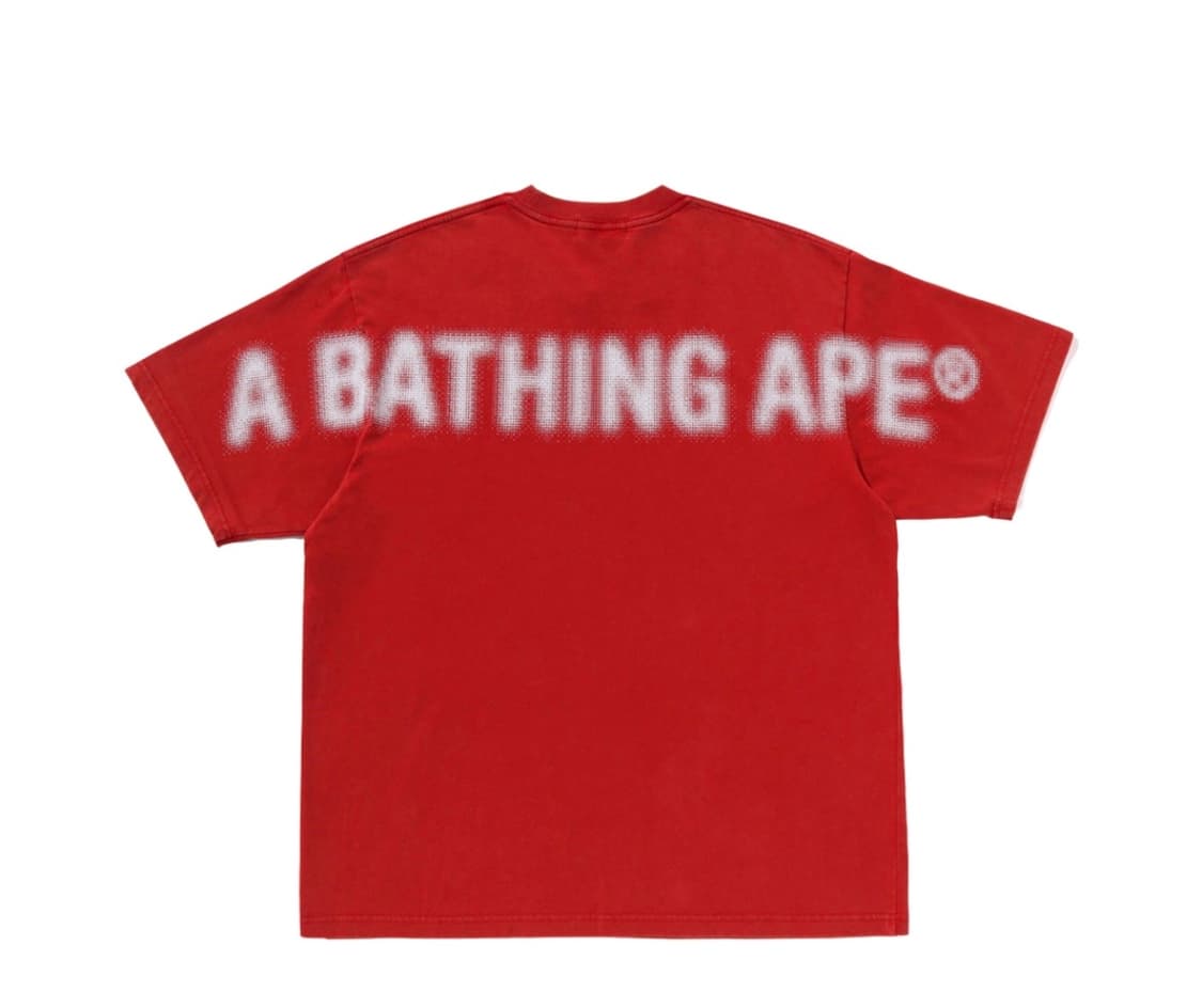 베이프 피그먼트 프린트 에이프 헤드 릴렉스드 핏 티셔츠 레드 상품이미지1