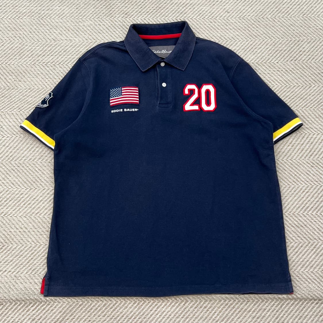 에디바우어 성조기 패치 반팔카라티 r3486 상품이미지1