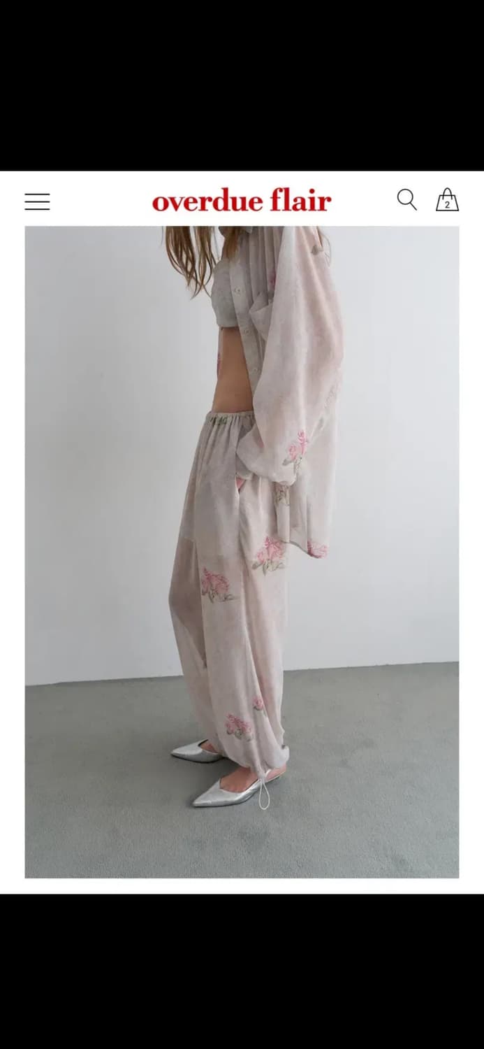 오버듀플레어 VINTAGE ROSE CHIFFON SHIRT&PANTS  상품이미지5
