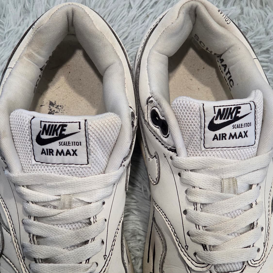 7q-23:나이키 에어맥스 1 스케치 투 셀프 화이트 (23cm)-희귀템 상품이미지6