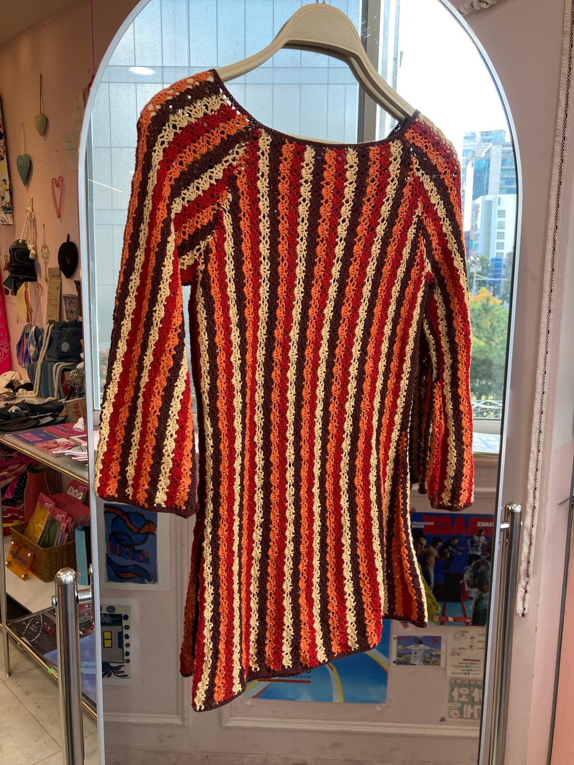 브라운 배색 스트라이프 뜨개 니트 상품이미지5