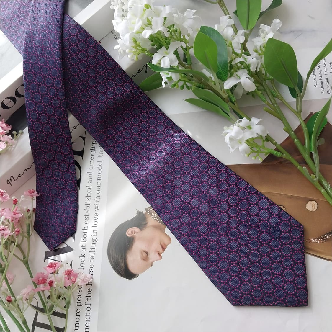 듀퐁 실크 네이비 도트 패턴 넥타이 8.3cm A+등급 K2168
 상품이미지3