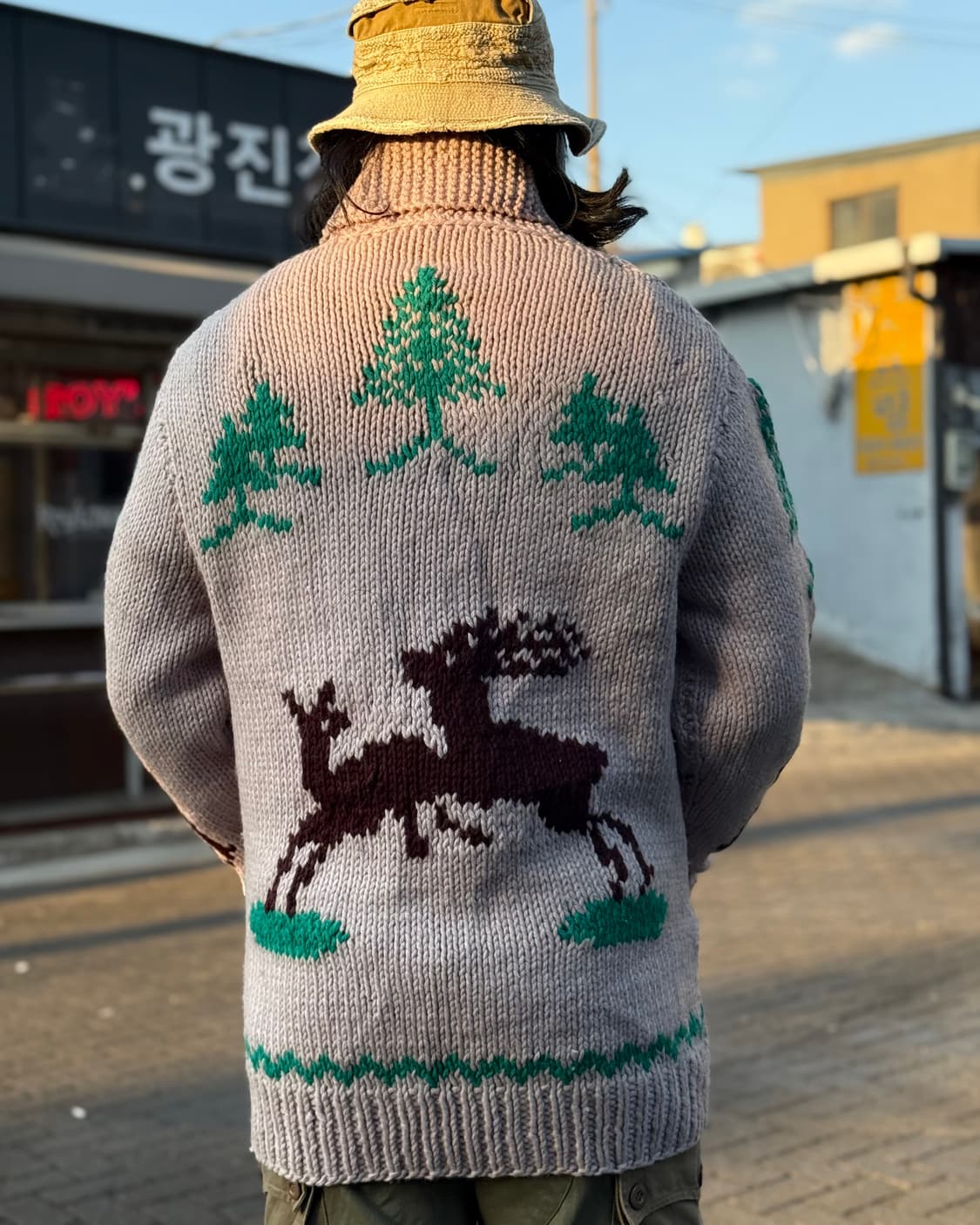 (60‘s 라이트닝 지퍼) 빈티지 사슴 패턴 코위찬 스웨터 105 상품이미지9