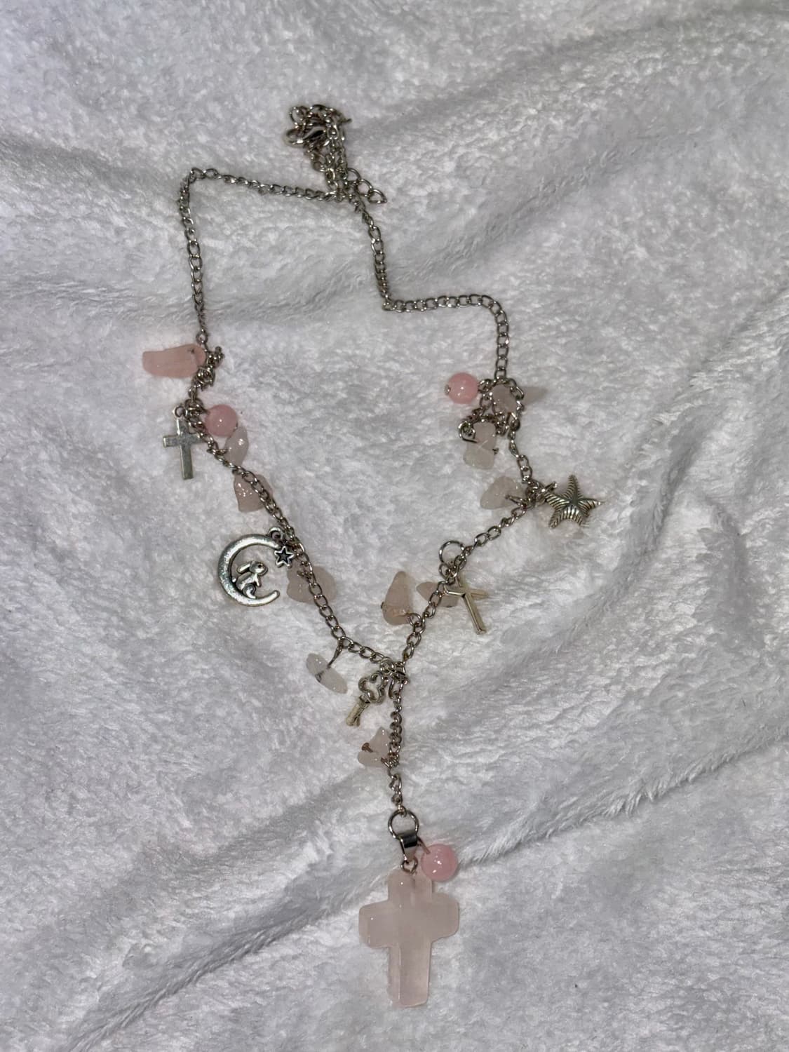 장미석 십자가 Y자 목걸이 상품이미지1