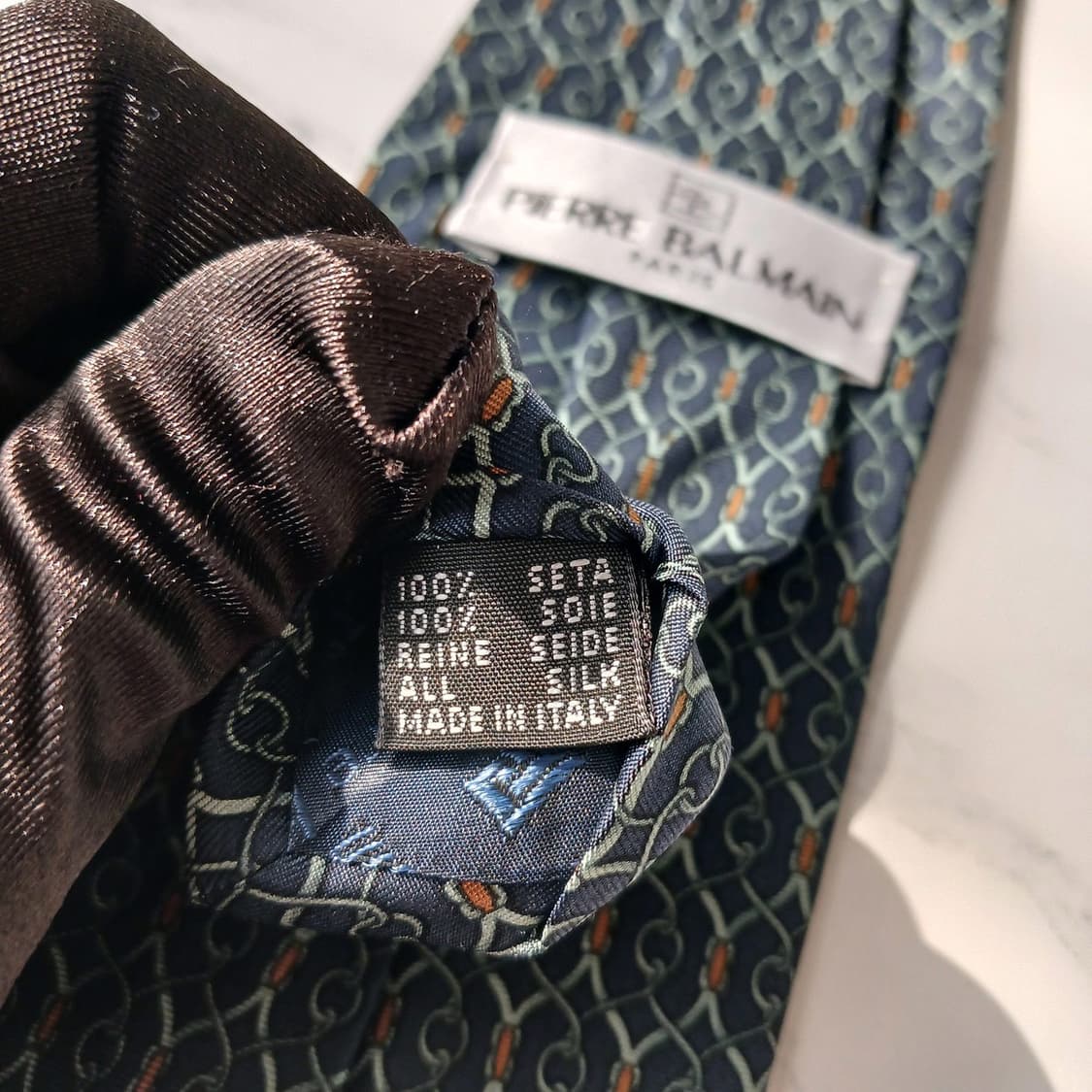 피에르 발망 넥타이 네이비 패턴 A+~A등급 E898
 상품이미지9