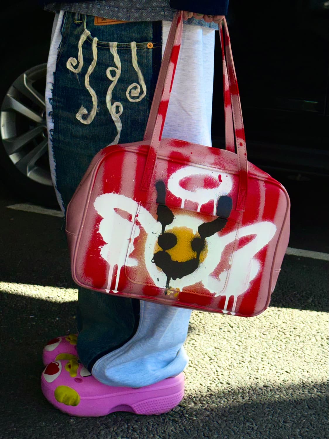 리메이크 스포티 핑크 레더 빈티지 토트백 상품이미지7