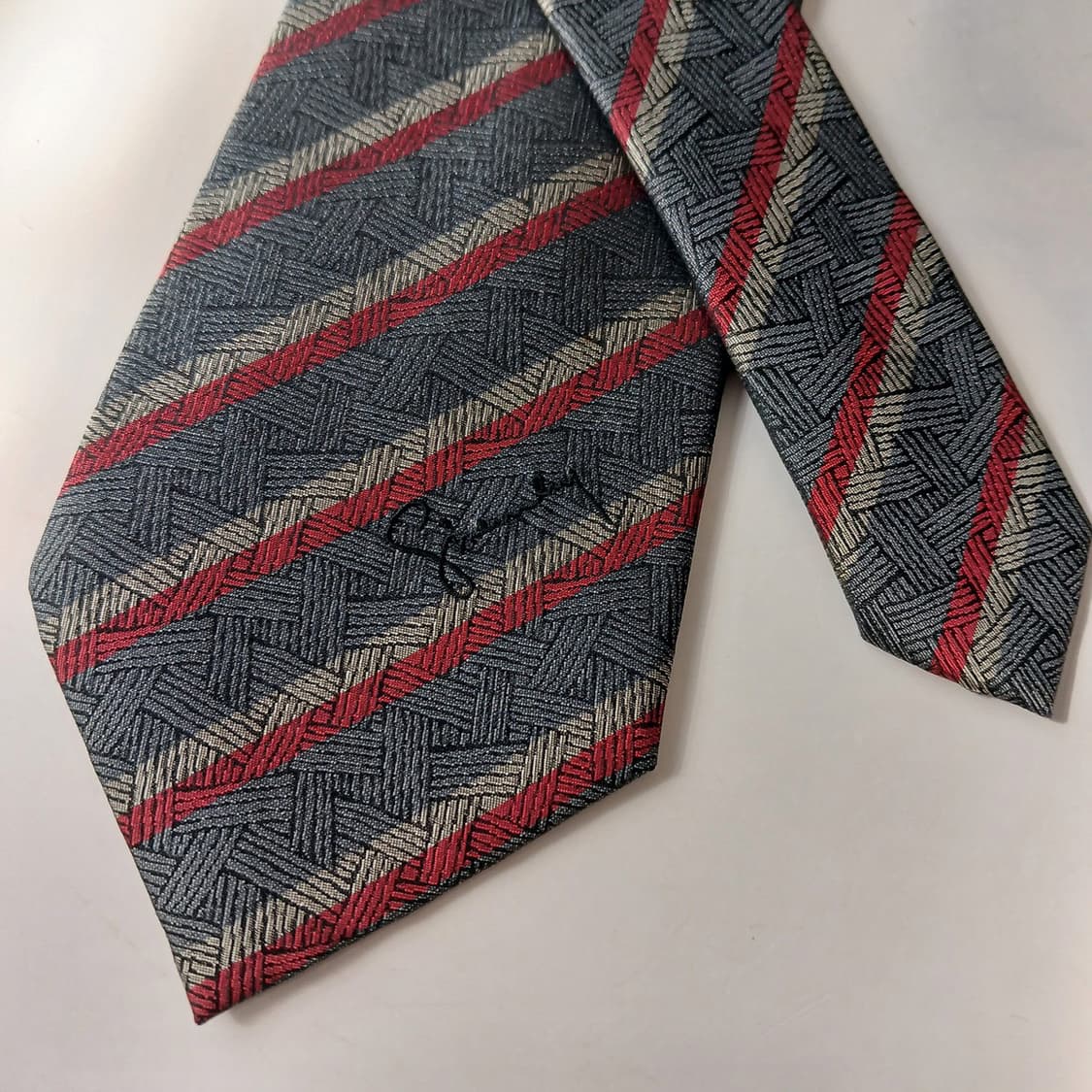 지방시 넥타이 레드 사선 자카드 패턴 8cm A~B등급 A19858 상품이미지9