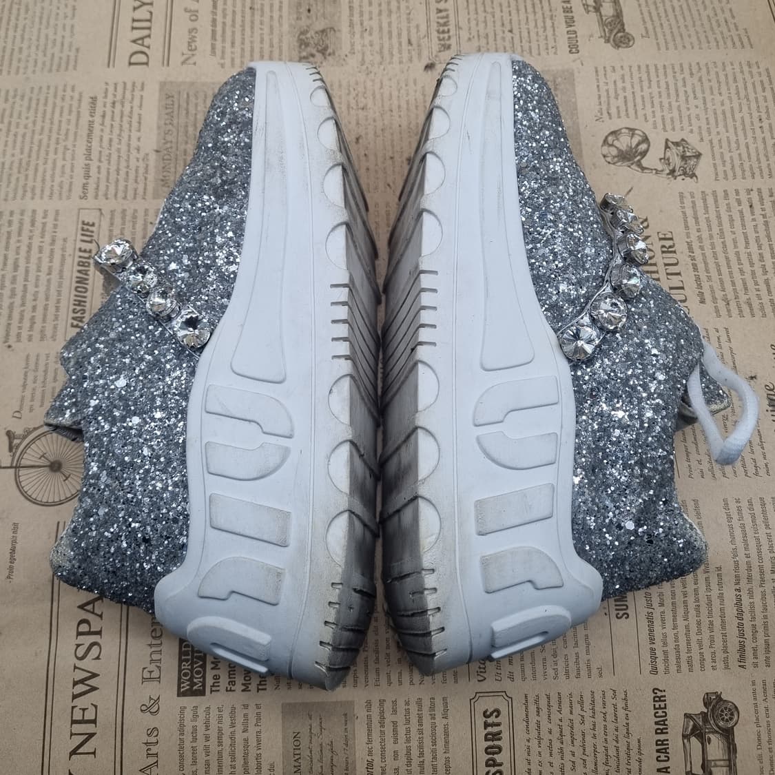 미우미우 시퀀크리스탈플랫폼 스니커즈230 굽5 상품이미지5