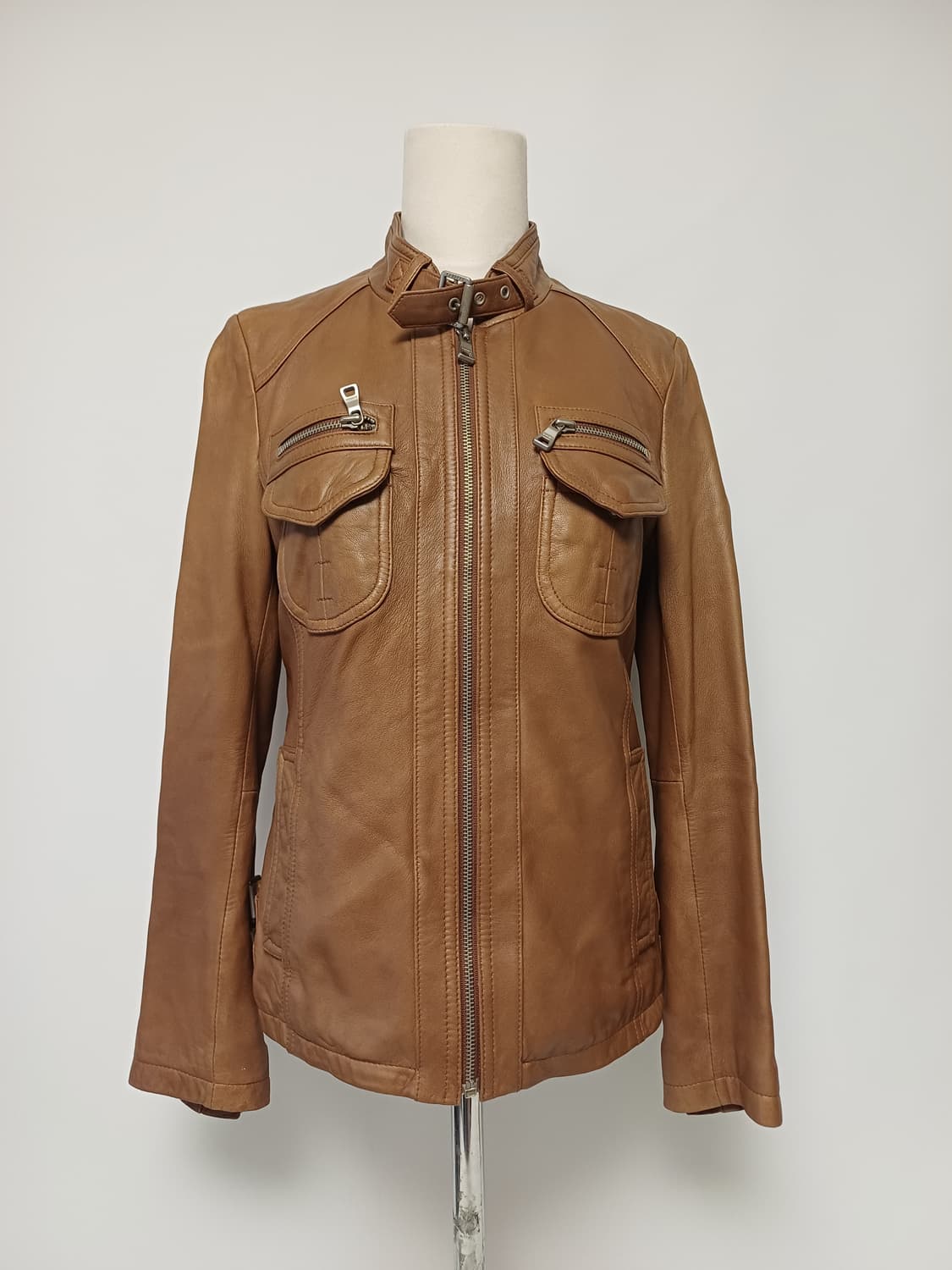 Carrera 까레라 빈티지 양가죽 바이커 재킷 (카멜, 55사이즈) 상품이미지1