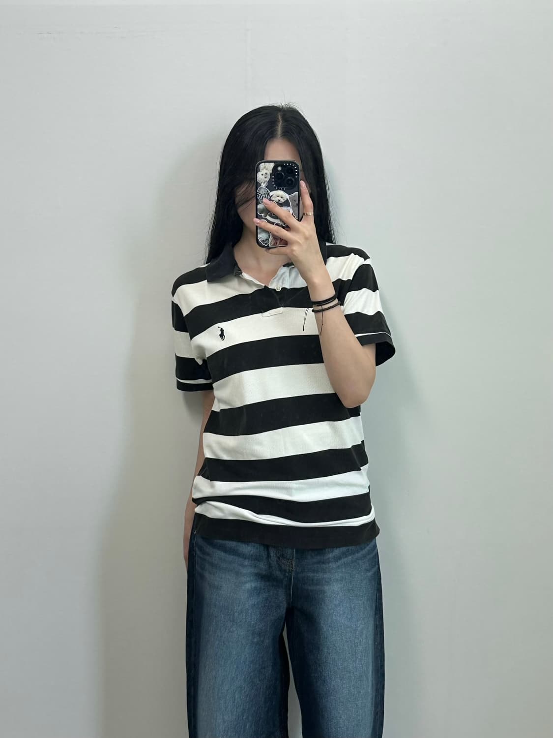 폴로 랄프로렌 자수로고 단가라 피케 럭비 반팔 카라 티셔츠 상품이미지1