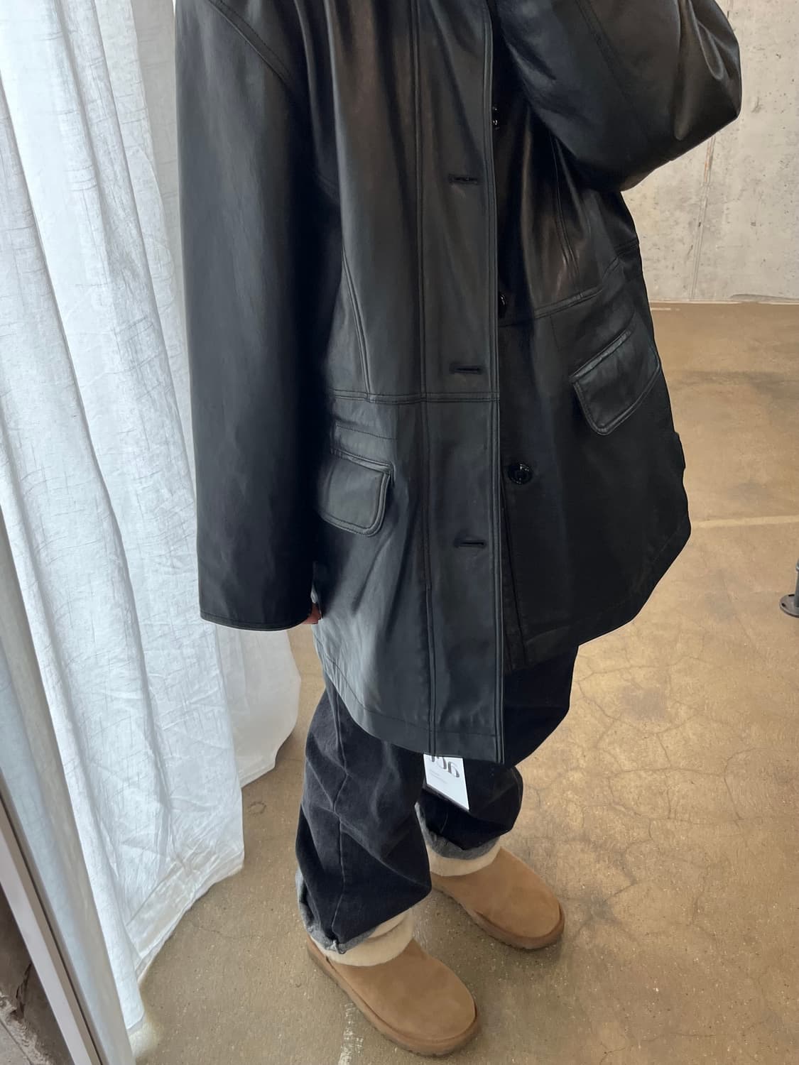 90s 램스킨 가죽자켓 블랙 상품이미지2