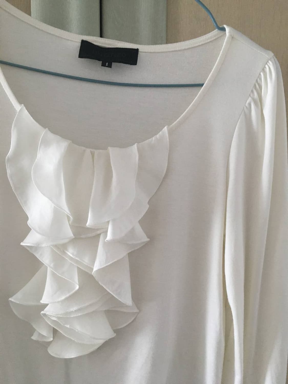 일본빈티지 크림 아이보리 프릴 티셔츠 상품이미지2