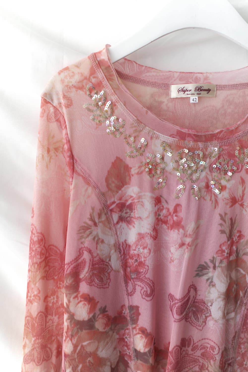 flower beads see-through T  상품이미지3