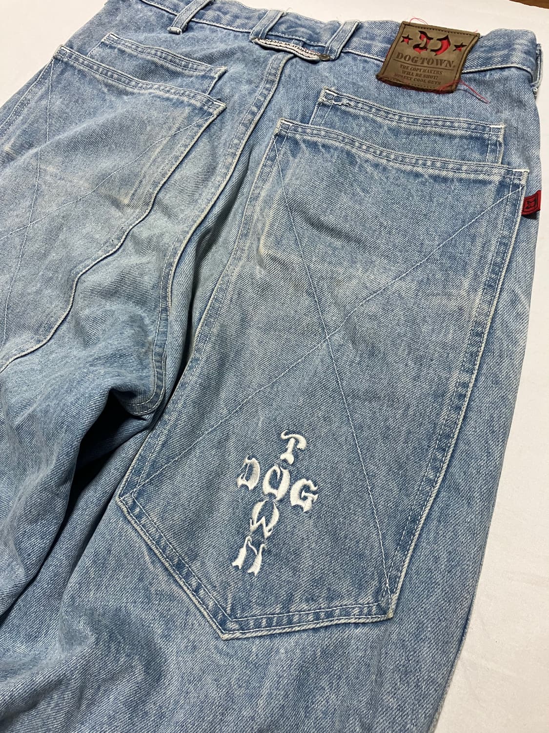 90s 도그타운 JP 빅포켓 크로스 자수 배기 데님팬츠 상품이미지3