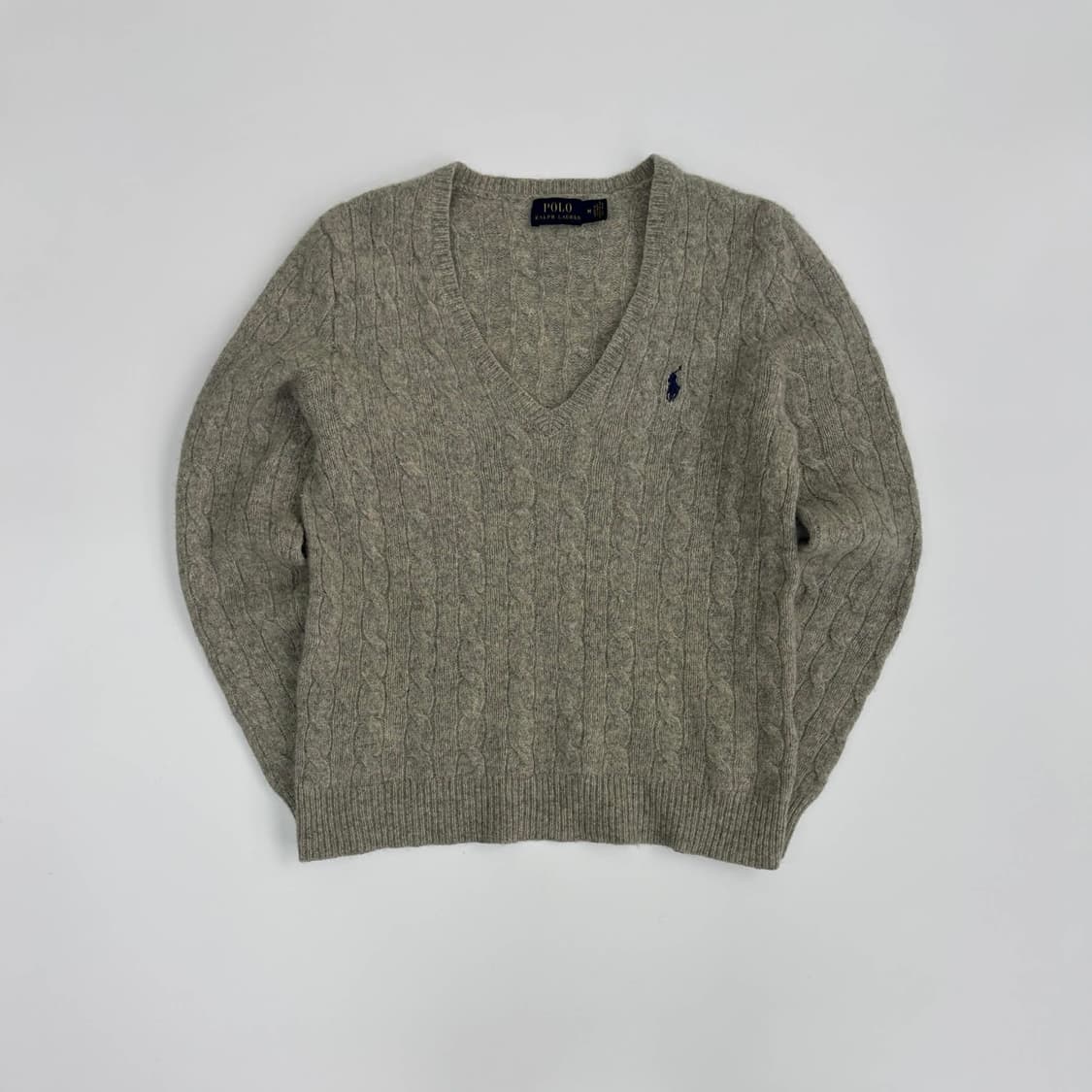 폴로 랄프로렌 신형 라벨 그레이 걸즈 브이넥 케이블 니트(M) 상품이미지2