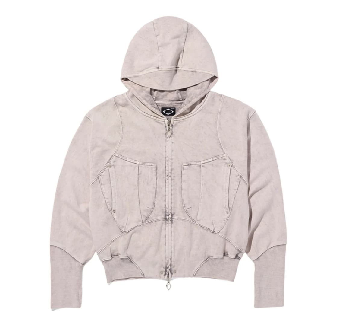 미스치프 후드집업 빅 포켓 후드 블리치드 핑크 그레이 상품이미지1