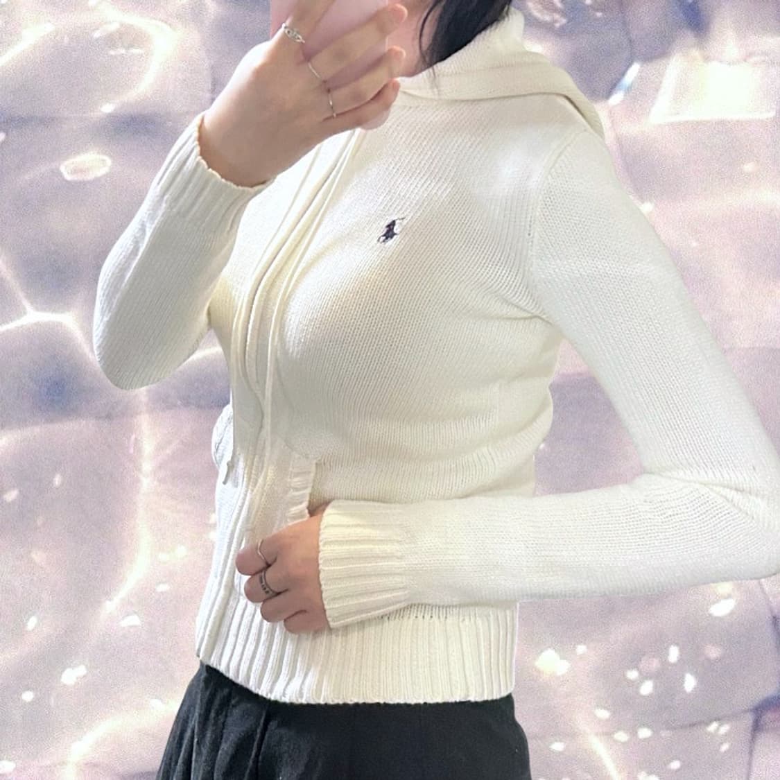 폴로 랄프로렌 니트 후드집업 화이트 아이보리 XS  상품이미지4