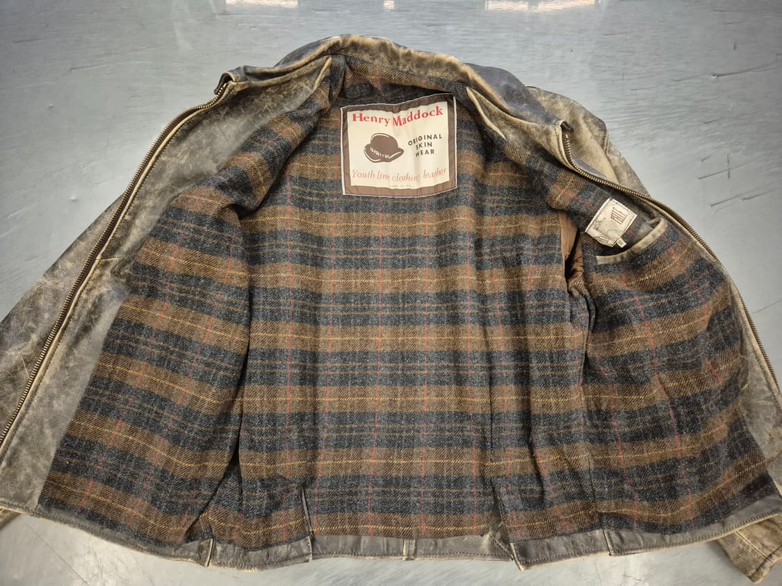 90s Henry Maddock hard faded 레더 자켓 상품이미지3