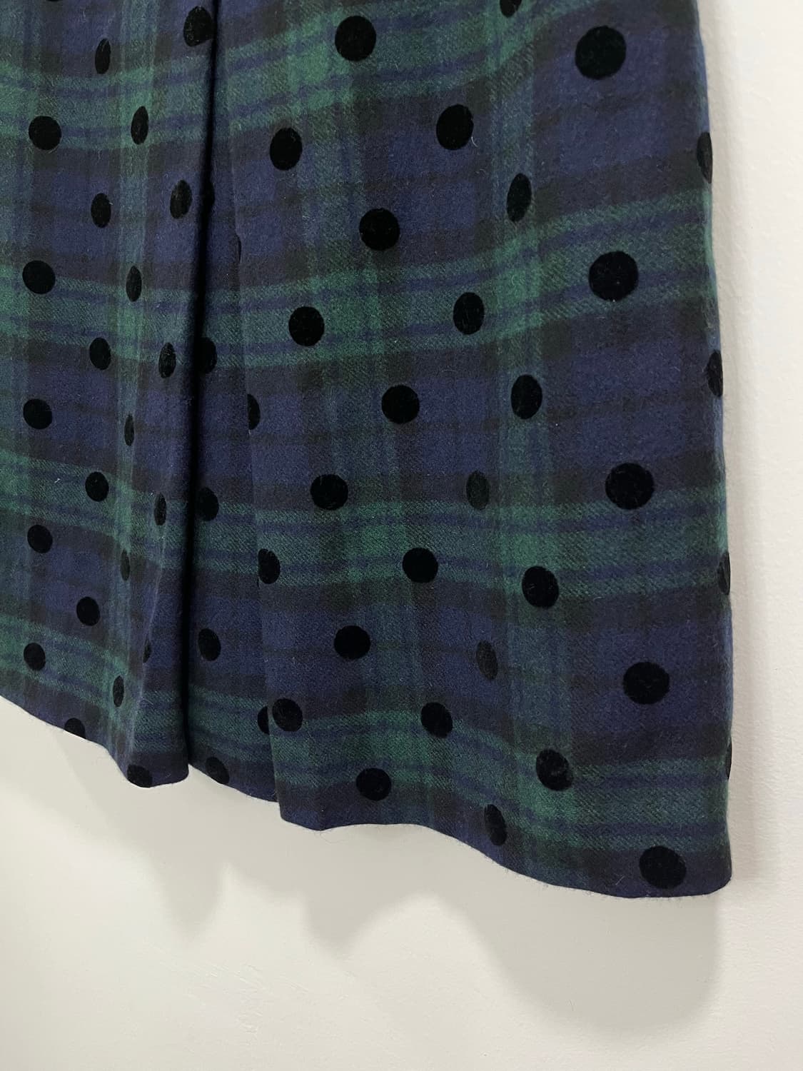 일본 빈티지 체크 도트 패턴 핀턱 미디스커트 상품이미지9