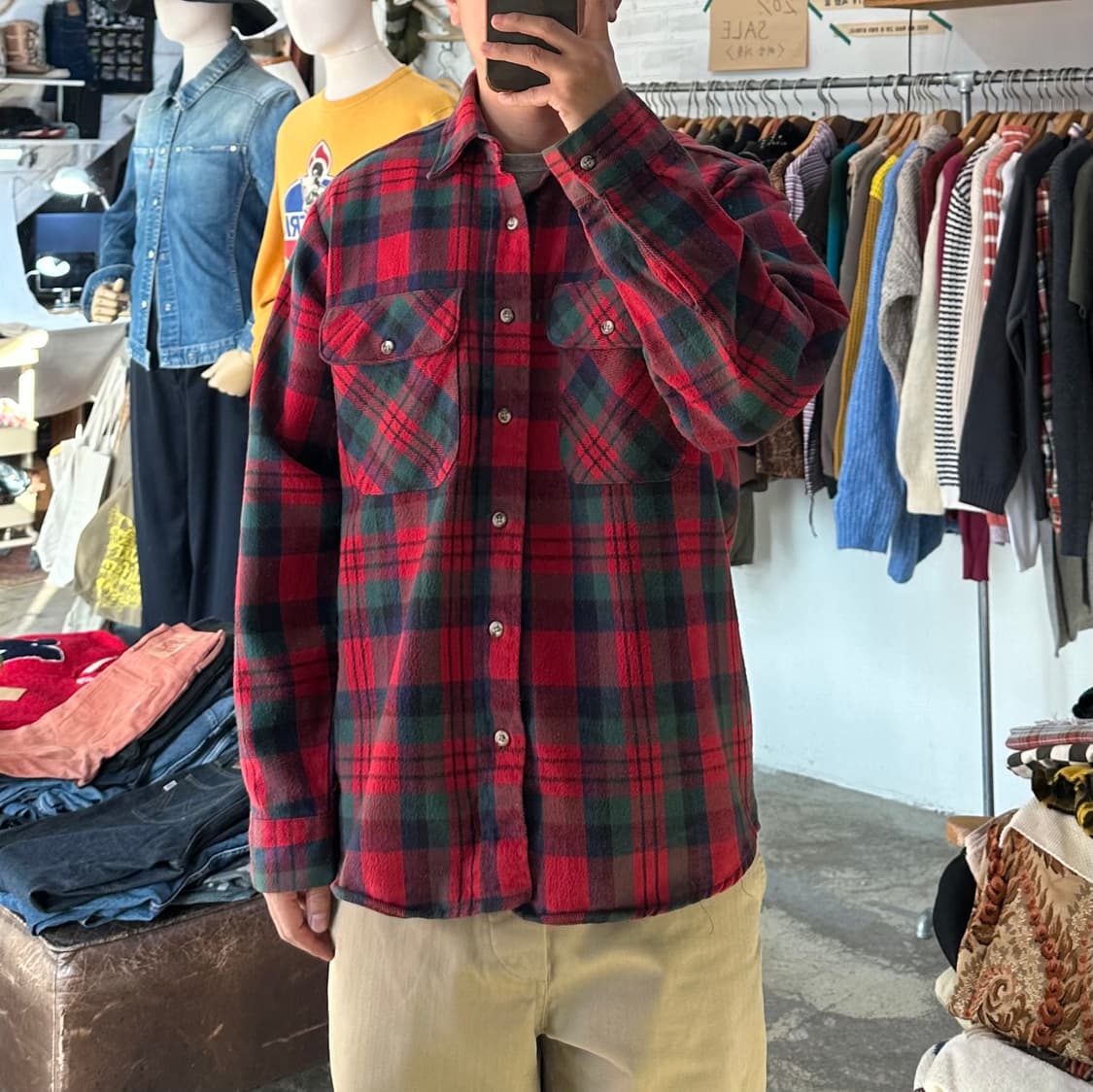 (착용컷) 90’s FIVE BROTHER 체크 셔츠 (남성용 103) 상품이미지2