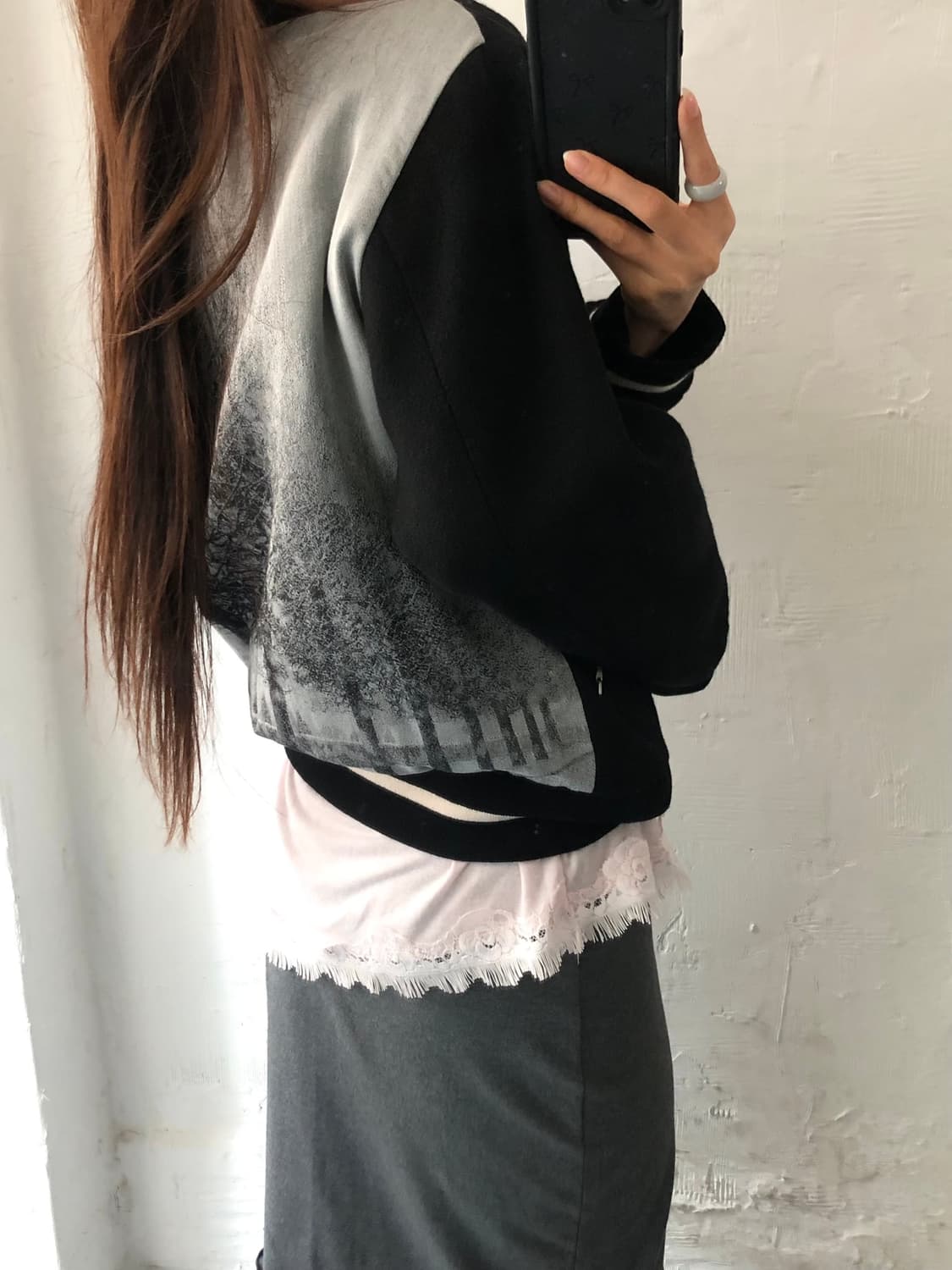 agnès b 아네스베 블랙 아트 그래픽 봄버 자켓 상품이미지1