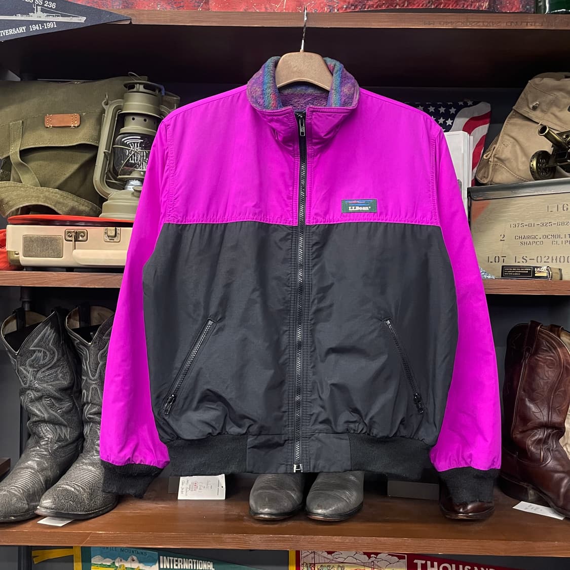 90s 엘엘빈 L.LBean 에스닉 패턴 플리스 안감 웜업 자켓 상품이미지1